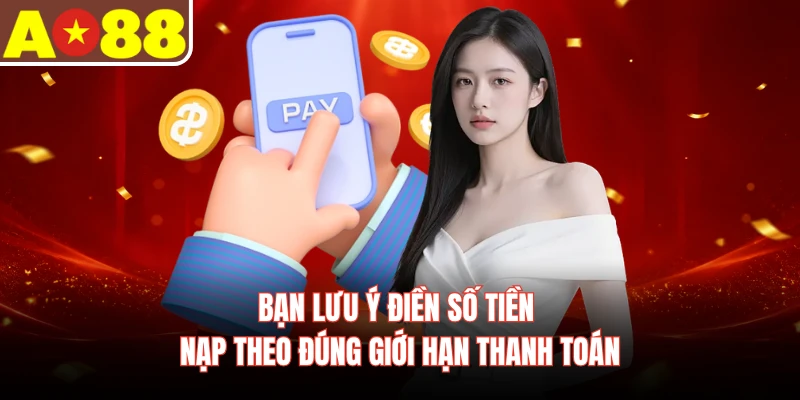 Bạn lưu ý điền số tiền nạp theo đúng giới hạn thanh toán